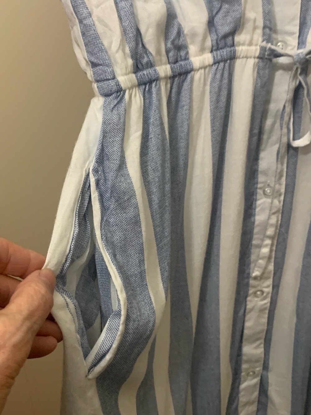Women’s Japna Blue & White Striped Shirt Dress size Medium - Picture 7 of 12